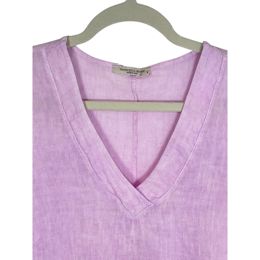 Francesca Bettini Small Lilac Pink Linen Midi Dress Made in Italy Ruffle Hem - Picture 9 of 16